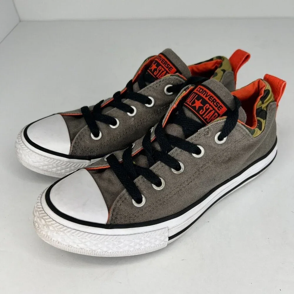 Converse Boys 635471F Gray All Star Mid Low Top Lace Up Size 2 Canvas Shoes